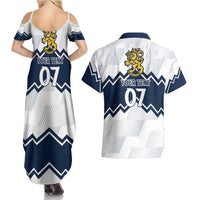 Suomi Ice Hockey Custom Couples Matching Summer Maxi Dress and Hawaiian Shirt Scandinavian Mountains Inspired