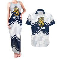 Suomi Ice Hockey Custom Couples Matching Tank Maxi Dress and Hawaiian Shirt Scandinavian Mountains Inspired