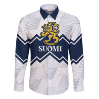 Suomi Ice Hockey Custom Family Matching Long Sleeve Bodycon Dress and Hawaiian Shirt Scandinavian Mountains Inspired