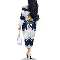 Suomi Ice Hockey Custom Family Matching Off The Shoulder Long Sleeve Dress and Hawaiian Shirt Scandinavian Mountains Inspired