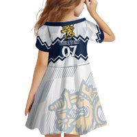 Suomi Ice Hockey Custom Family Matching Short Sleeve Bodycon Dress and Hawaiian Shirt Scandinavian Mountains Inspired