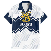Suomi Ice Hockey Custom Family Matching Short Sleeve Bodycon Dress and Hawaiian Shirt Scandinavian Mountains Inspired