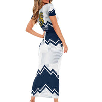 Suomi Ice Hockey Custom Family Matching Short Sleeve Bodycon Dress and Hawaiian Shirt Scandinavian Mountains Inspired