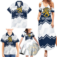 Suomi Ice Hockey Custom Family Matching Summer Maxi Dress and Hawaiian Shirt Scandinavian Mountains Inspired