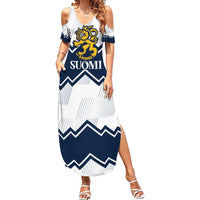 Suomi Ice Hockey Custom Family Matching Summer Maxi Dress and Hawaiian Shirt Scandinavian Mountains Inspired