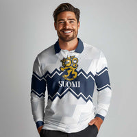 Suomi Ice Hockey Custom Long Sleeve Polo Shirt Scandinavian Mountains Inspired