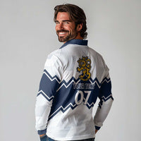 Suomi Ice Hockey Custom Long Sleeve Polo Shirt Scandinavian Mountains Inspired