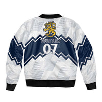Suomi Ice Hockey Custom Sleeve Zip Bomber Jacket Scandinavian Mountains Inspired