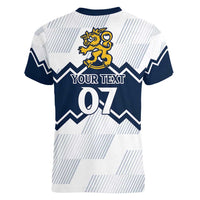 Suomi Ice Hockey Custom Women V-Neck T-Shirt Scandinavian Mountains Inspired