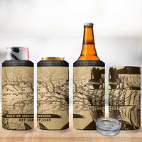 Gulf Of Mexico Vintage Map Est.1550 4 in 1 Can Cooler Tumbler