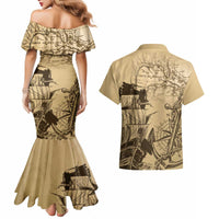 Gulf Of Mexico Vintage Map Est.1550 Couples Matching Mermaid Dress and Hawaiian Shirt