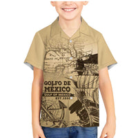 Gulf Of Mexico Vintage Map Est.1550 Family Matching Mermaid Dress and Hawaiian Shirt