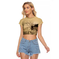 Gulf Of Mexico Vintage Map Est.1550 Raglan Cropped T Shirt