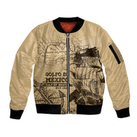 Gulf Of Mexico Vintage Map Est.1550 Sleeve Zip Bomber Jacket