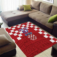 Croatia Football 2025 Custom Area Rug Red Hrvatska Kockasti - Pula Arena