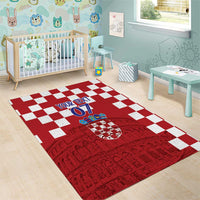 Croatia Football 2025 Custom Area Rug Red Hrvatska Kockasti - Pula Arena