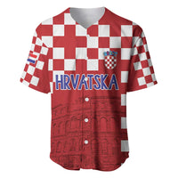 Croatia Football 2025 Custom Baseball Jersey Red Hrvatska Kockasti - Pula Arena