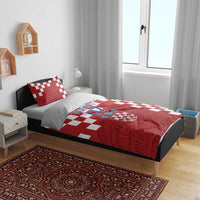 Croatia Football 2025 Custom Bedding Set Red Hrvatska Kockasti - Pula Arena