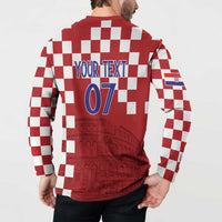 Croatia Football 2025 Custom Button Sweatshirt Red Hrvatska Kockasti - Pula Arena