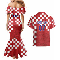 Croatia Football 2025 Custom Couples Matching Mermaid Dress and Hawaiian Shirt Red Hrvatska Kockasti - Pula Arena