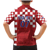 Croatia Football 2025 Custom Family Matching Mermaid Dress and Hawaiian Shirt Red Hrvatska Kockasti - Pula Arena