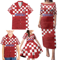 Croatia Football 2025 Custom Family Matching Puletasi and Hawaiian Shirt Red Hrvatska Kockasti - Pula Arena