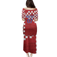 Croatia Football 2025 Custom Family Matching Puletasi and Hawaiian Shirt Red Hrvatska Kockasti - Pula Arena