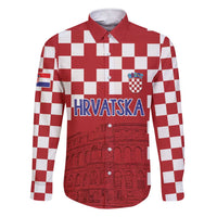 Croatia Football 2025 Custom Family Matching Short Sleeve Bodycon Dress and Hawaiian Shirt Red Hrvatska Kockasti - Pula Arena