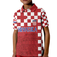 Croatia Football 2025 Custom Kid Polo Shirt Red Hrvatska Kockasti - Pula Arena