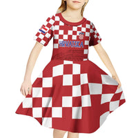 Croatia Football 2025 Custom Kid Short Sleeve Dress Red Hrvatska Kockasti - Pula Arena