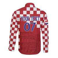 Croatia Football 2025 Custom Long Sleeve Button Shirt Red Hrvatska Kockasti - Pula Arena