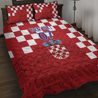Croatia Football 2025 Custom Quilt Bed Set Red Hrvatska Kockasti - Pula Arena