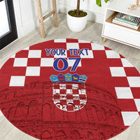 Croatia Football 2025 Custom Round Carpet Red Hrvatska Kockasti - Pula Arena