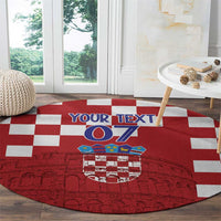 Croatia Football 2025 Custom Round Carpet Red Hrvatska Kockasti - Pula Arena