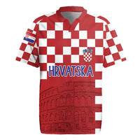 Croatia Football 2025 Custom Rugby Jersey Red Hrvatska Kockasti - Pula Arena