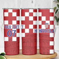 Croatia Football 2025 Custom Skinny Tumbler Red Hrvatska Kockasti - Pula Arena