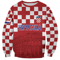 Croatia Football 2025 Custom Sweatshirt Red Hrvatska Kockasti - Pula Arena