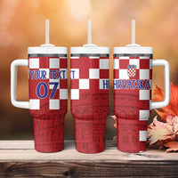 Croatia Football 2025 Custom Tumbler With Handle Red Hrvatska Kockasti - Pula Arena