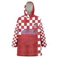 Croatia Football 2025 Custom Wearable Blanket Hoodie Red Hrvatska Kockasti - Pula Arena