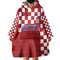 Croatia Football 2025 Custom Wearable Blanket Hoodie Red Hrvatska Kockasti - Pula Arena