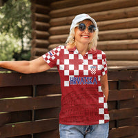 Croatia Football 2025 Custom Women Polo Shirt Red Hrvatska Kockasti - Pula Arena
