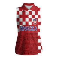 Croatia Football 2025 Custom Women Sleeveless Polo Shirt Red Hrvatska Kockasti - Pula Arena