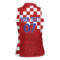 Croatia Football 2025 Custom Women Sleeveless Polo Shirt Red Hrvatska Kockasti - Pula Arena