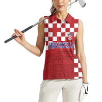 Croatia Football 2025 Custom Women Sleeveless Polo Shirt Red Hrvatska Kockasti - Pula Arena
