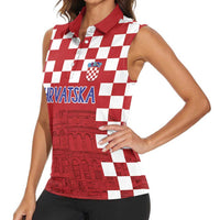 Croatia Football 2025 Custom Women Sleeveless Polo Shirt Red Hrvatska Kockasti - Pula Arena