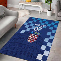 Croatia Football 2025 Custom Area Rug Blue Hrvatska Kockasti - Pula Arena