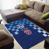 Croatia Football 2025 Custom Area Rug Blue Hrvatska Kockasti - Pula Arena