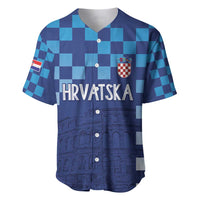 Croatia Football 2025 Custom Baseball Jersey Blue Hrvatska Kockasti - Pula Arena