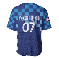 Croatia Football 2025 Custom Baseball Jersey Blue Hrvatska Kockasti - Pula Arena