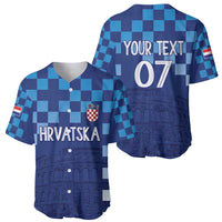 Croatia Football 2025 Custom Baseball Jersey Blue Hrvatska Kockasti - Pula Arena